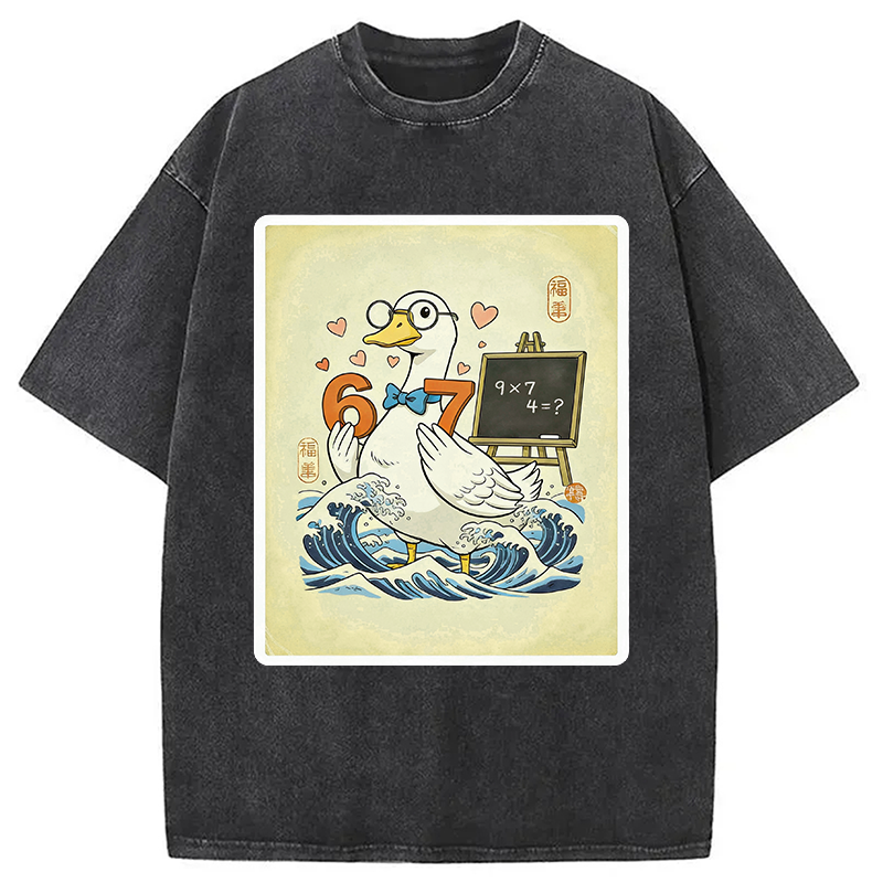 Tokyocanvas Japanese Goose Teacher 6 7 Meme Washed T-Shirt