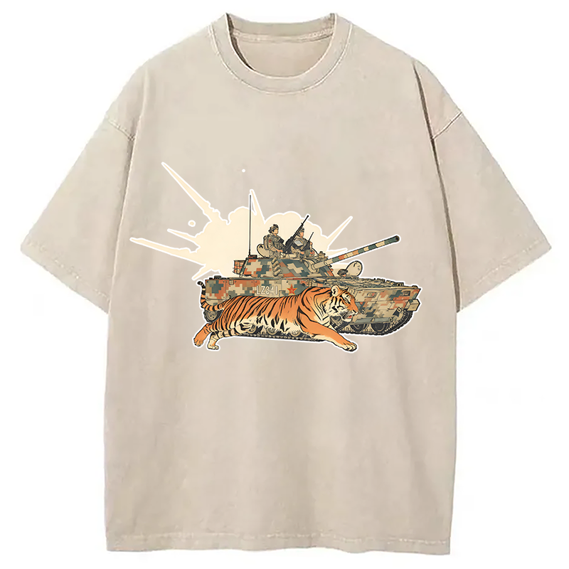 Tokyocanvas Tiger and Chariot Washed T-Shirt