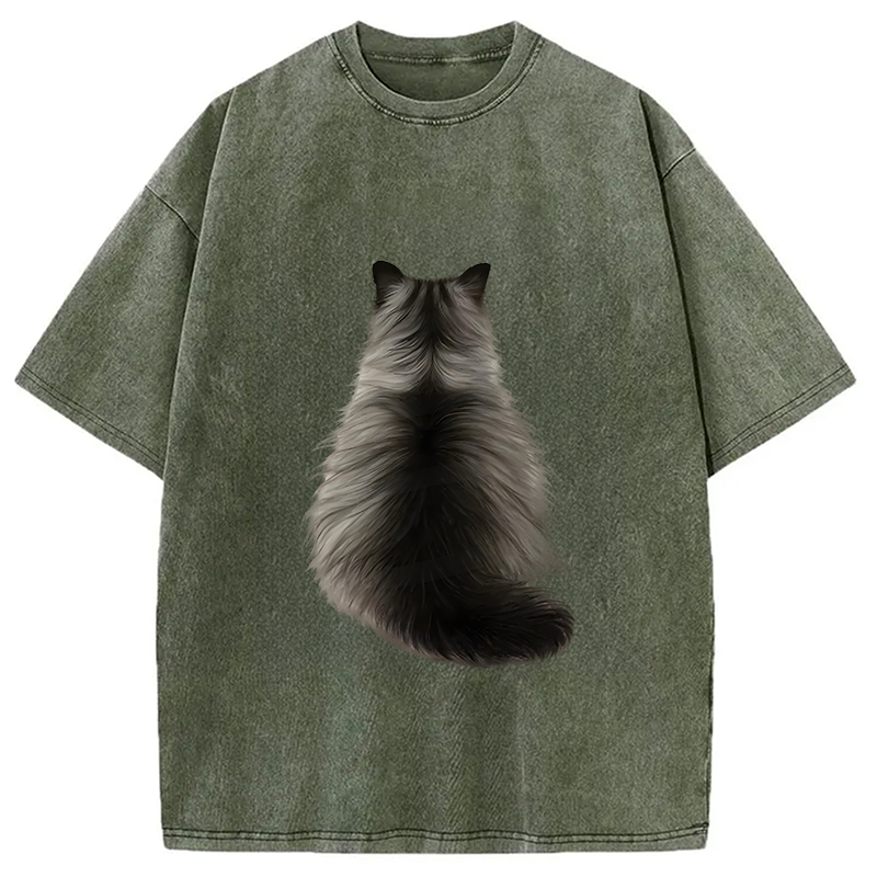 Tokyocanvas Cat's Back Ink Painting Washed T-Shirt
