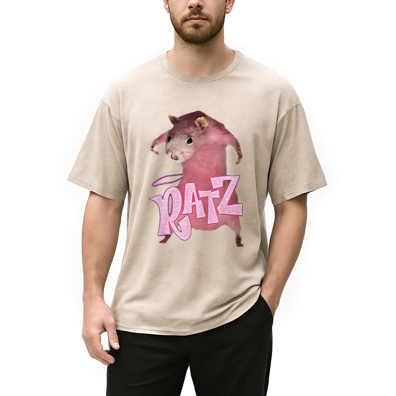 Tokyocanvas Funny Ratt Pink RATZ Washed T-Shirt