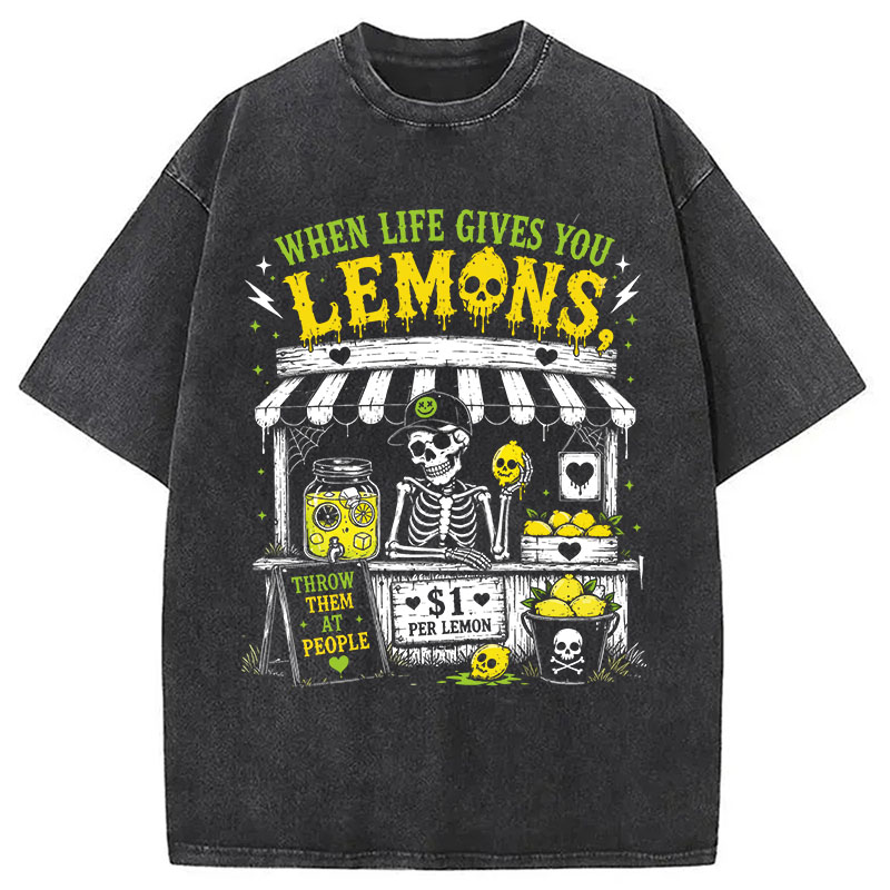 Tokyocanvas	 When Life Gives You Lemons DTG Printing Washed T-Shirt