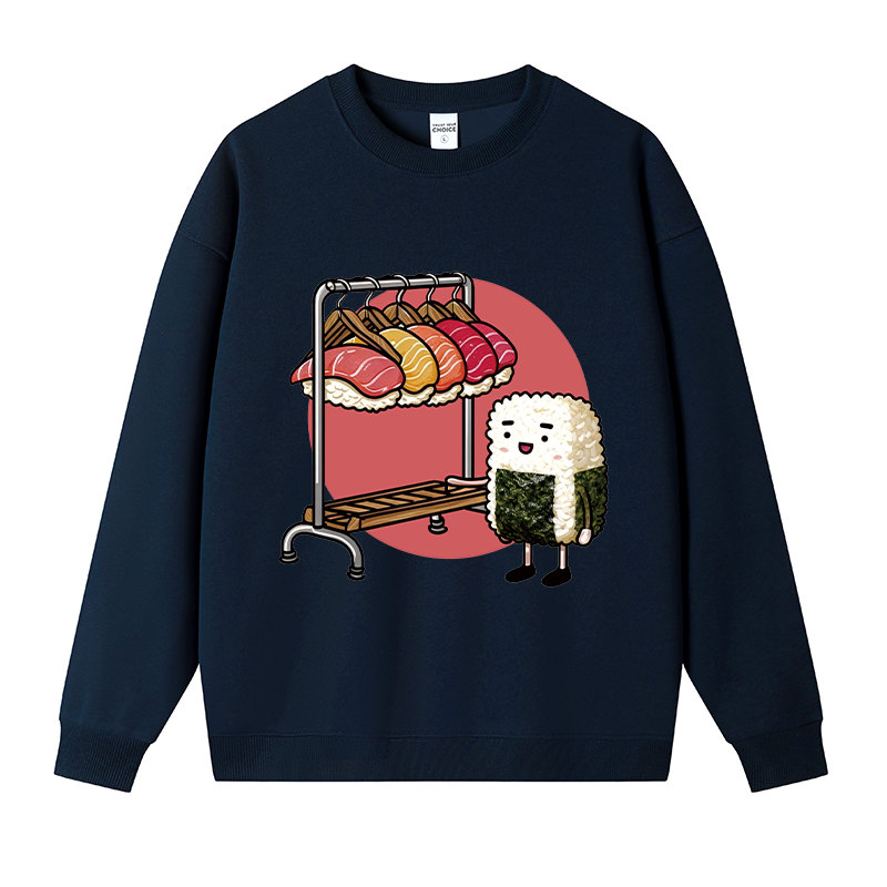 Tokyocanvas Sushi Choosing A Hat Fleece Lined Sweatshirt