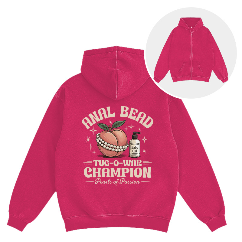 Tokyocanvas Anal Bead Tug-of-War Champion Washed Zip Hoodie