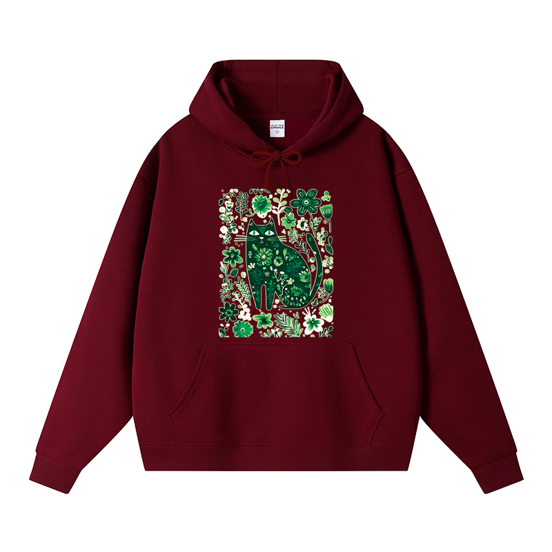 Tokyocanvas A Cat Among Flowers Fleece Lined Hoodie