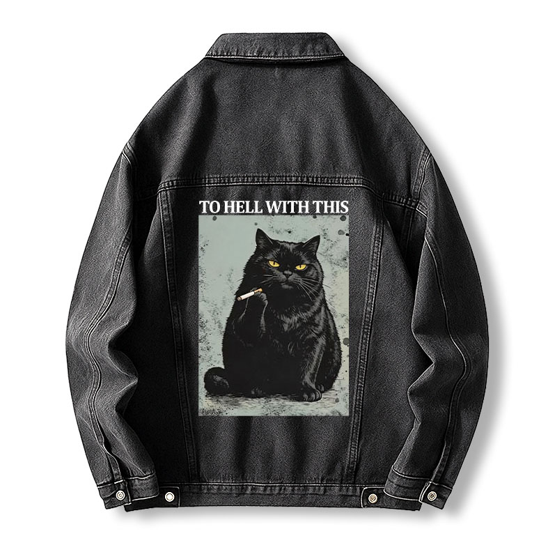 Tokyocanvas Fuck This Shit Black Cat Jean Jackets