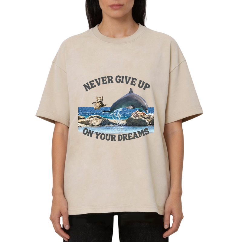 Tokyocanvas Never Give Up On Your Dreams Washed T-Shirt