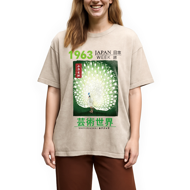Tokyocanvas White Peacock Washed T-Shirt