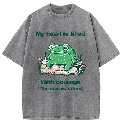 Tokyocanvas My Heart Is Filled With Courage Frog Washed T-Shirt