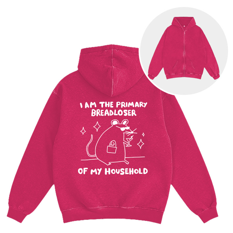 Tokyocanvas I Am the Primary Breadloser of My Household Washed Zip Hoodie