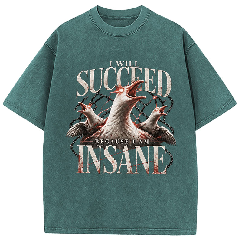 Tokyocanvas I Will Succeed Because I Am Insane Washed T-Shirt