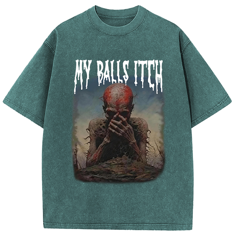 Tokyocanvas My Balls Inch Thinking Skeleton Washed T-Shirt