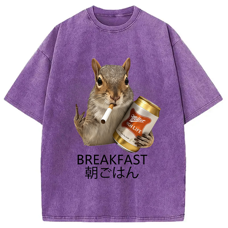 Tokyocanvas Funny Breakfast Washed T-Shirt