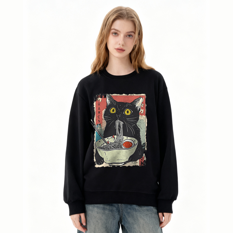 Tokyocanvas Cute Cat Eating Ramen Classic Sweatshirt