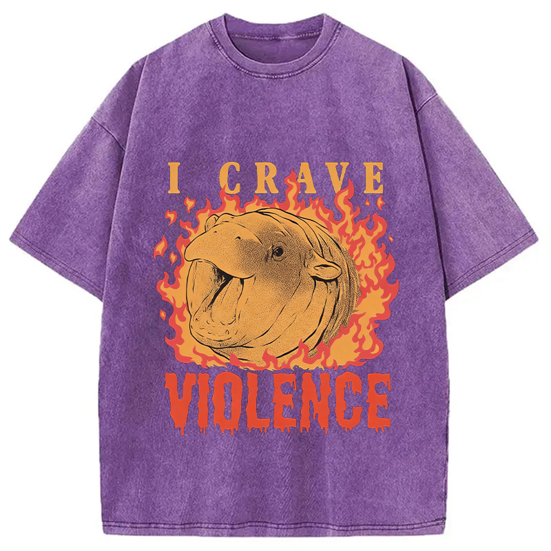 Tokyocanvas Moo Deng Crave Violence Washed T-Shirt
