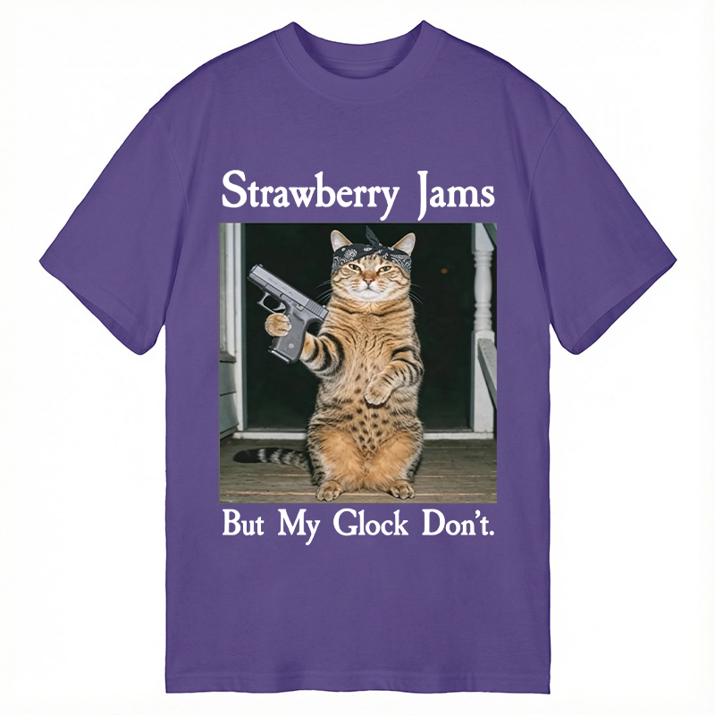 Tokyocanvas Strawberry Jams But My Glock Don't Funny Cat Classic T-Shirt
