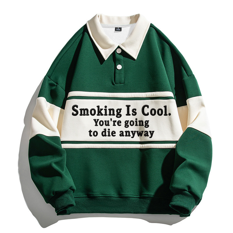 Tokyocanvas Just Smoking Polo Embroidered Sweatshirt