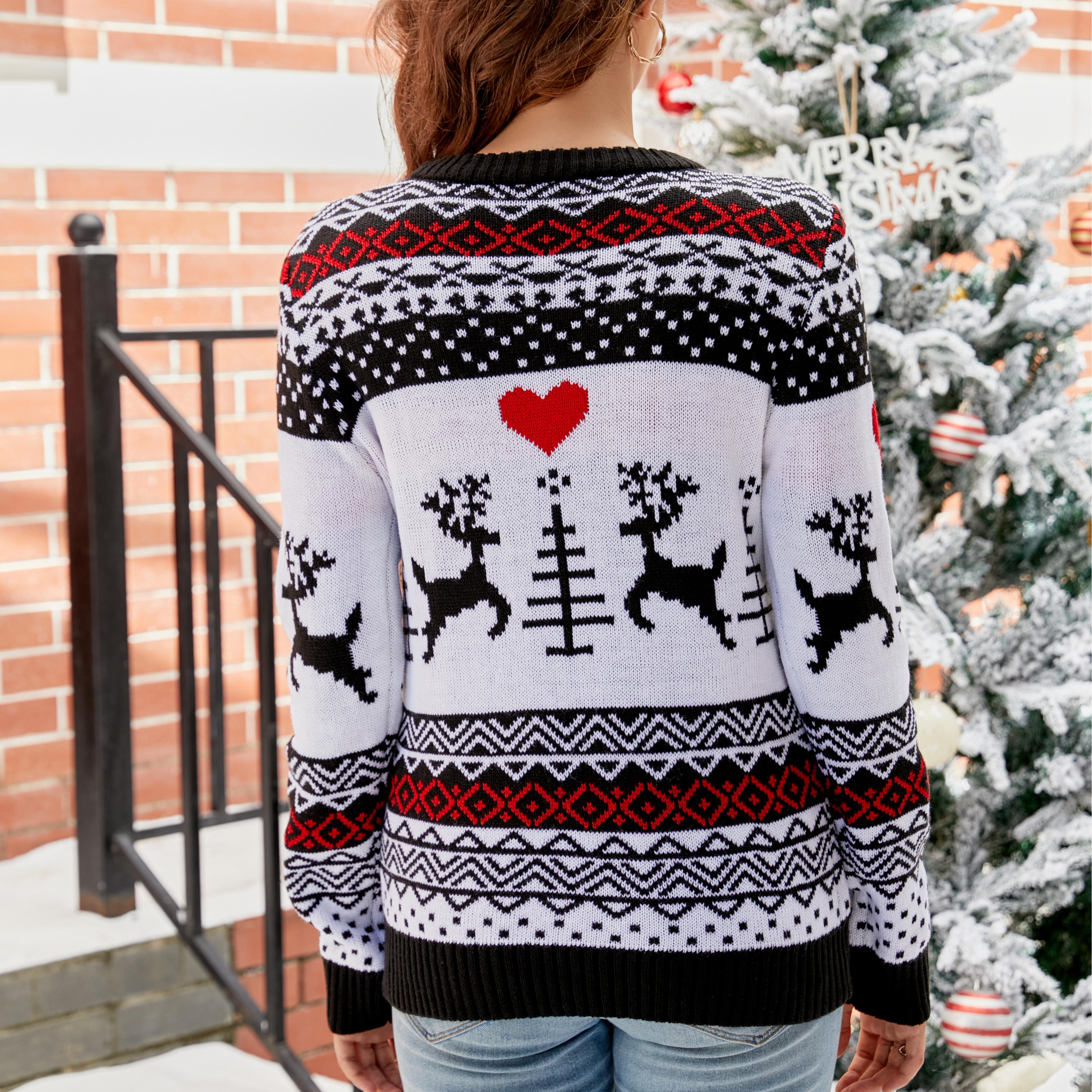 Tokyocanvas Pixel Reindeer Ugly Christmas Sweater