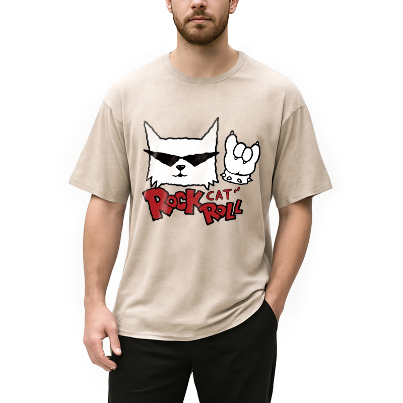 Tokyocanvas Rock Cat Roll Washed T-Shirt