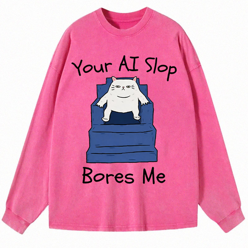 Tokyocanvas AI Slop Bores Me Long Sleeve Washed T-Shirt