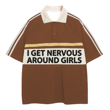 Tokyocanvas I Get Nnerves Polo Embroidered T-Shirt