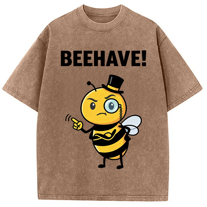 Tokyocanvas Beehave! Funny Bee Washed T-Shirt