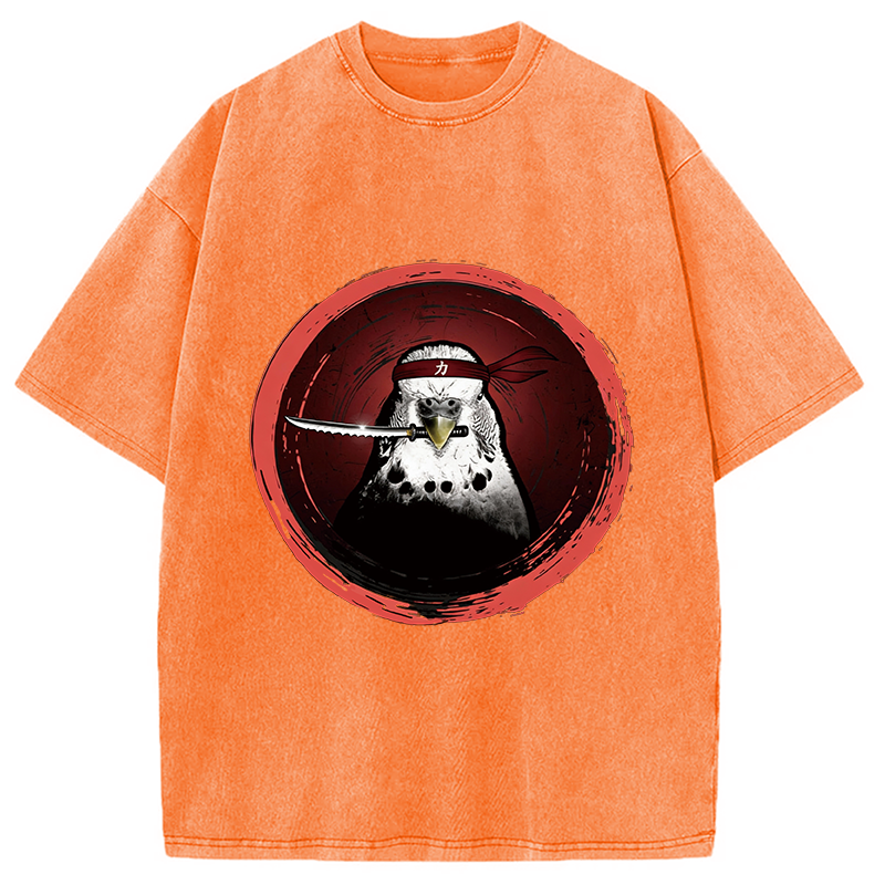Tokyocanvas Funny Parrot Samura Washed T-Shirt