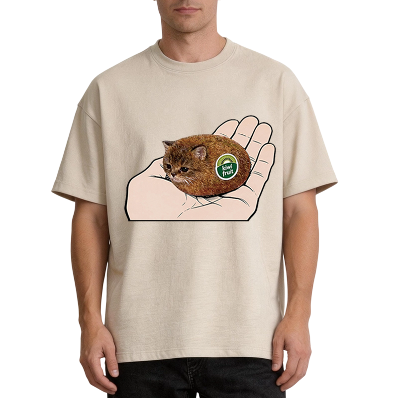 Tokyocanvas Kiwi Fruit Cat Washed T-Shirt