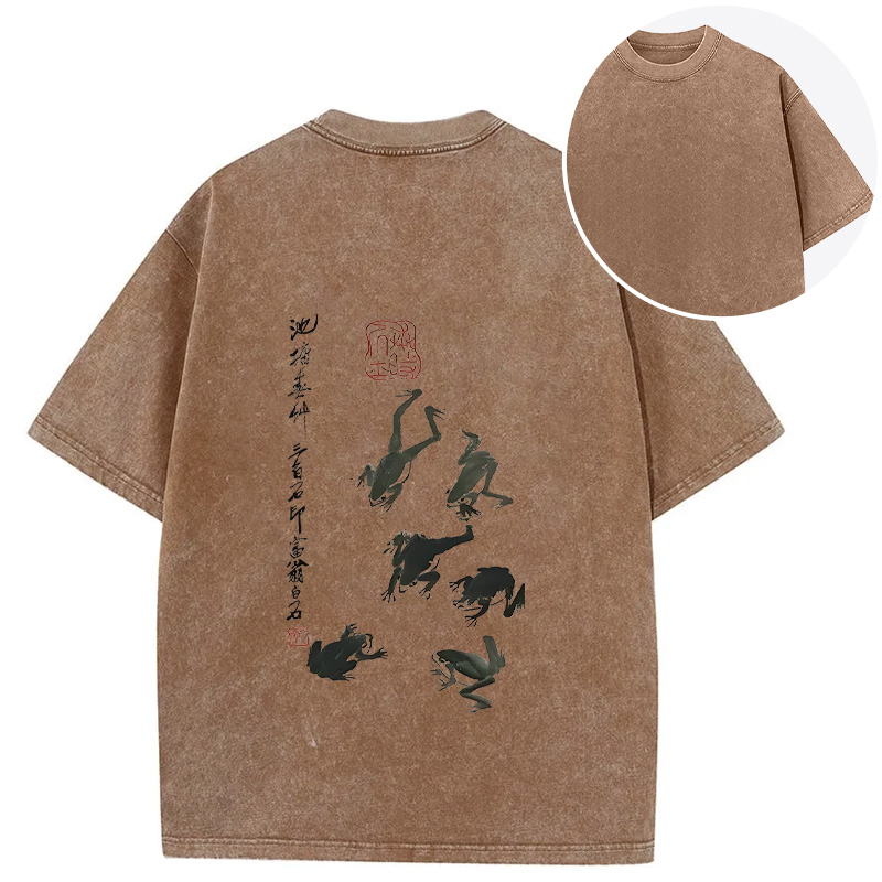 Tokyocanvas Retro Japan Frog Back Washed T-Shirt