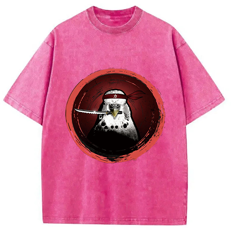 Tokyocanvas Funny Parrot Samura Washed T-Shirt