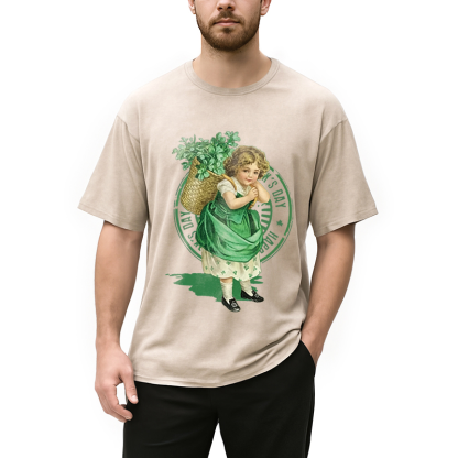 Tokyocanvas St Patricks Day Retro Washed T-Shirt