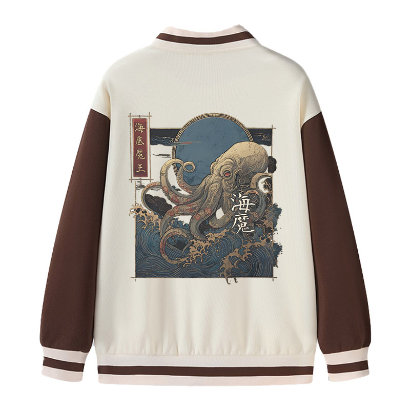 Tokyocanvas Kraken Ukiyo-e Varsity Jacket