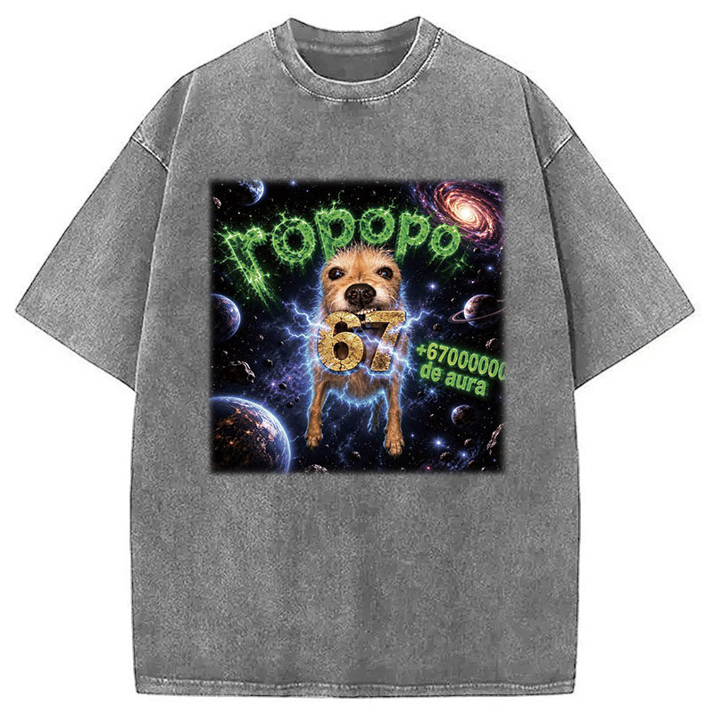 Tokyocanvas Ropopo Aura Dog Washed T-Shirt