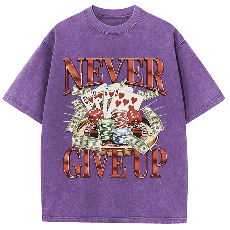 Tokyocanvas Never Give Up Gambling Washed T-Shirt
