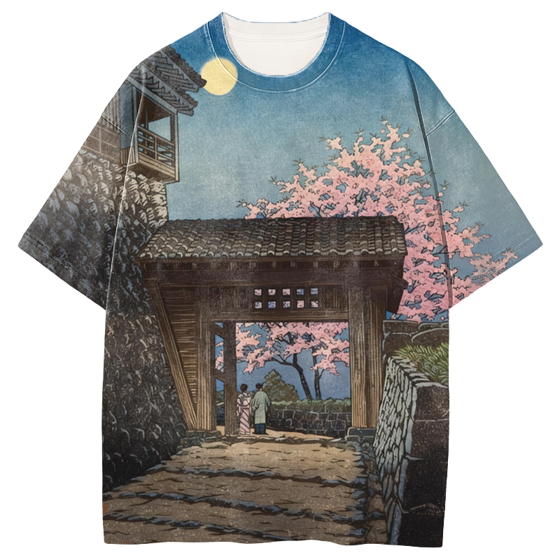 Tokyocanvas Autumn Moon Graphic Print T-Shirt