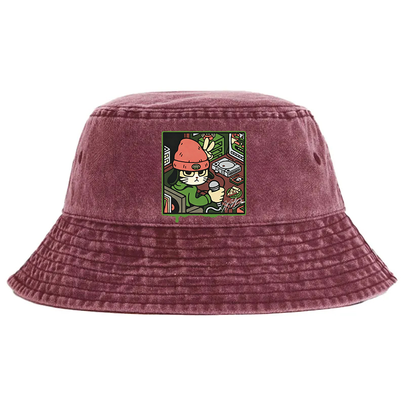 Tokyocanvas Rapper Cat Washed Bucket Hat