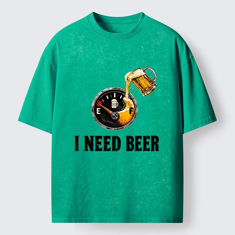 Tokyocanvas Low Fuel Beer Lover Meme Washed T-Shirt