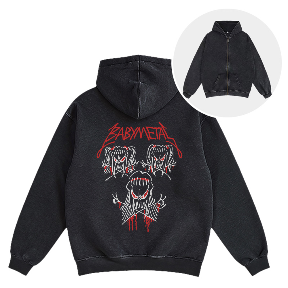 Tokyocanvas Trio Baby Metal Vintage Washed Zip Hoodie