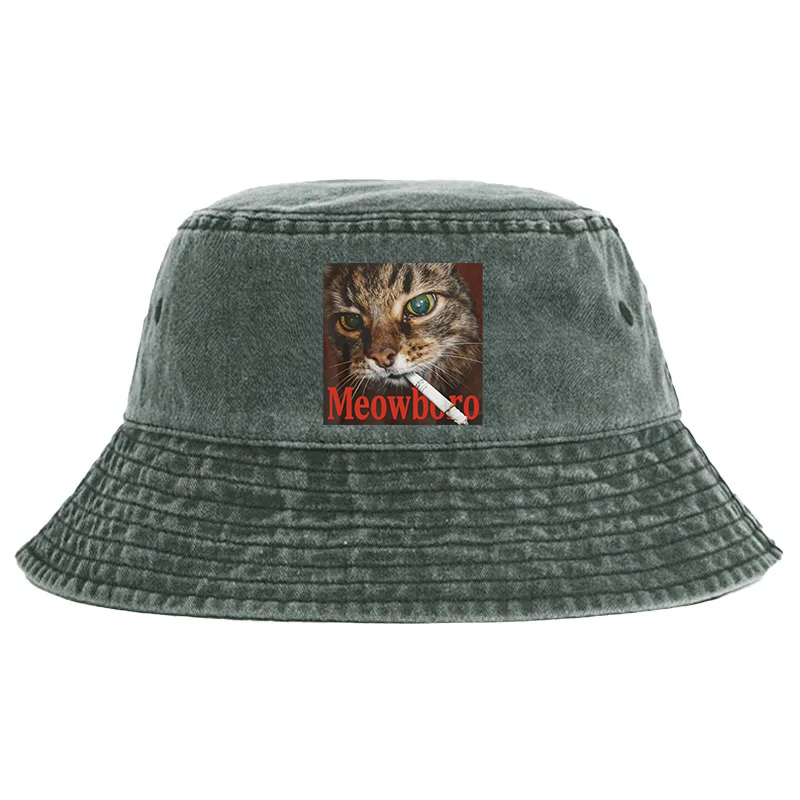 Tokyocanvas Funny Smoking Cat Meme Washed Bucket Hat