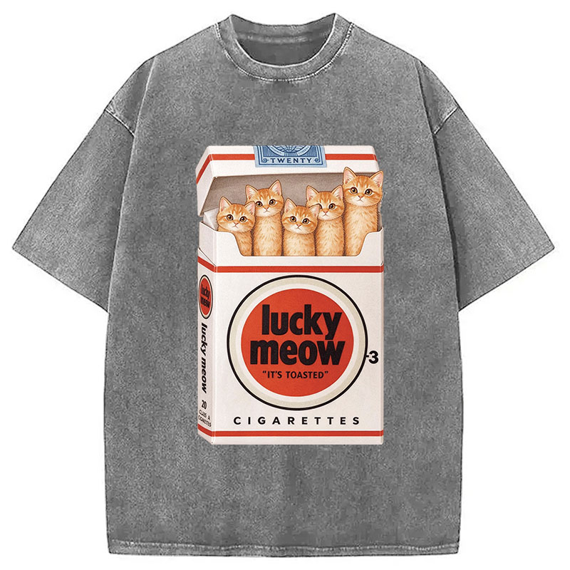 Tokyocanvas Lucky Meow Washed T-Shirt