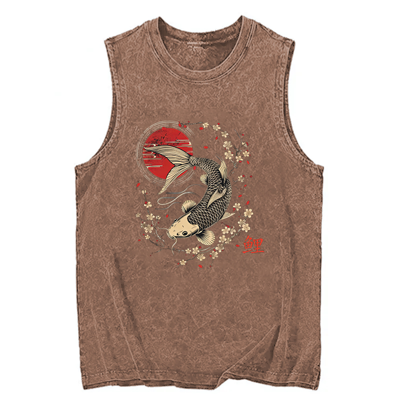 Tokyocanvas Kersenbloesem Koi Karper Washed Tank