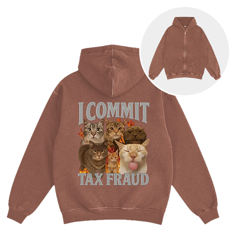 Tokyocanvas I Commit Tax Fraud Washed Zip Hoodie