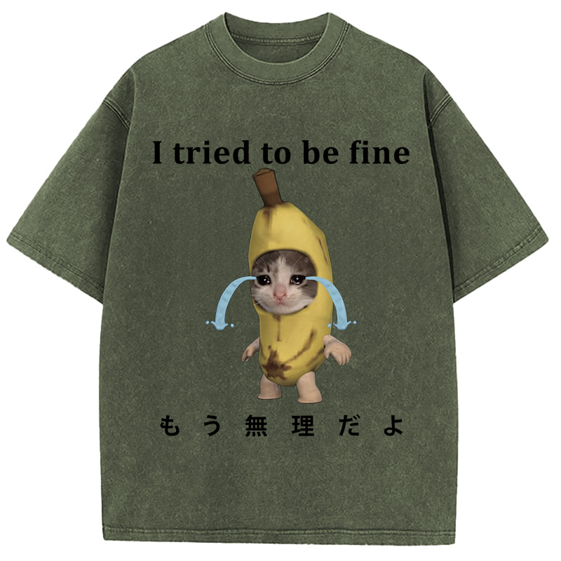 Tokyocanvas Crying Banana Cat Washed T-Shirt