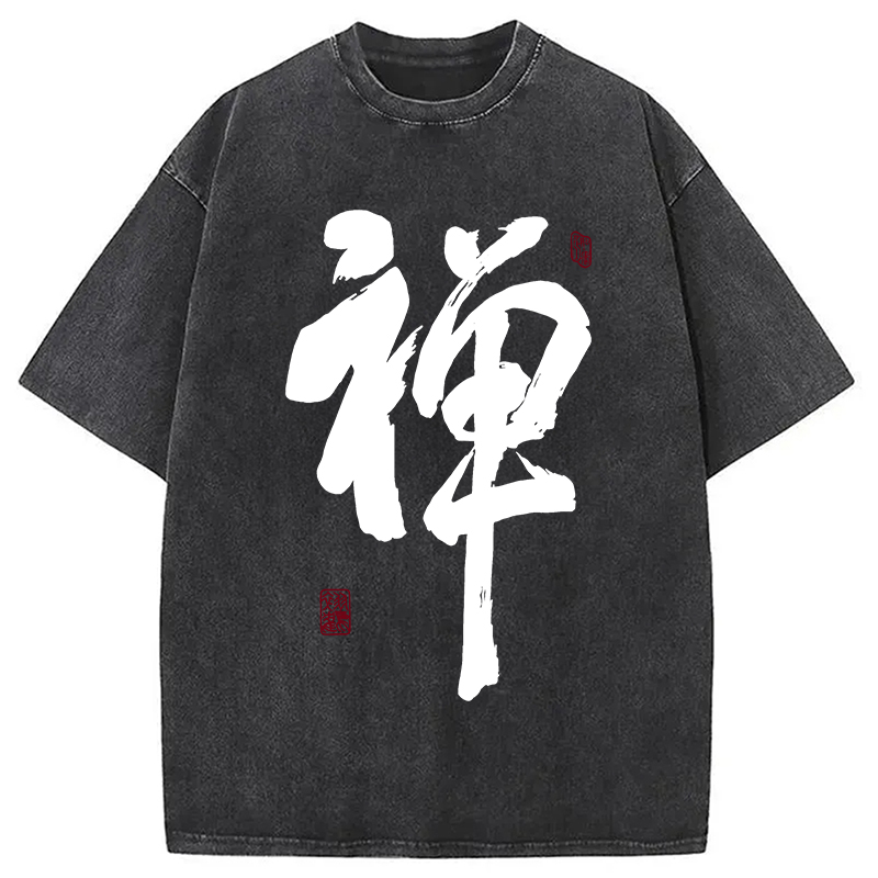 Tokyocanvas Japanese Zen Kanji Washed T-Shirt