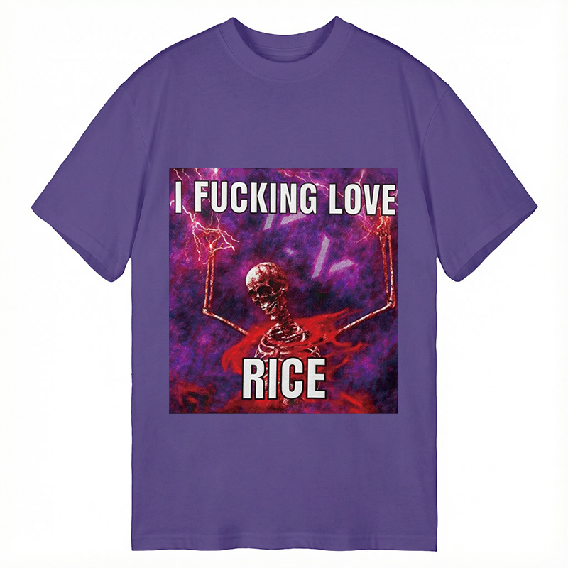 Tokyocanvas I F*cking Love Rice Funny Skeleton Meme Classic T-Shirt