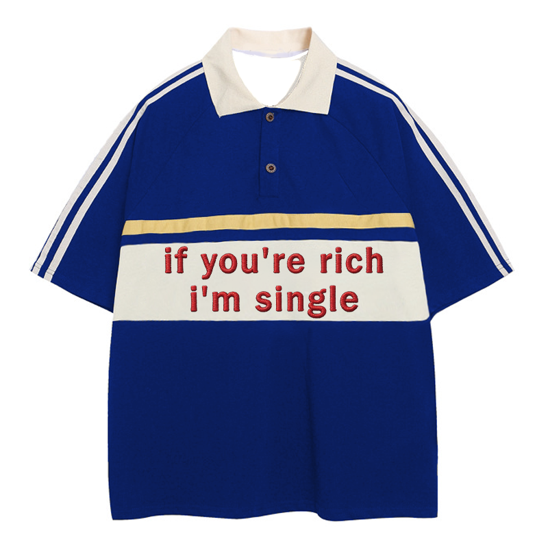 Tokyocanvas I'm Single Polo Embroidered T-Shirt