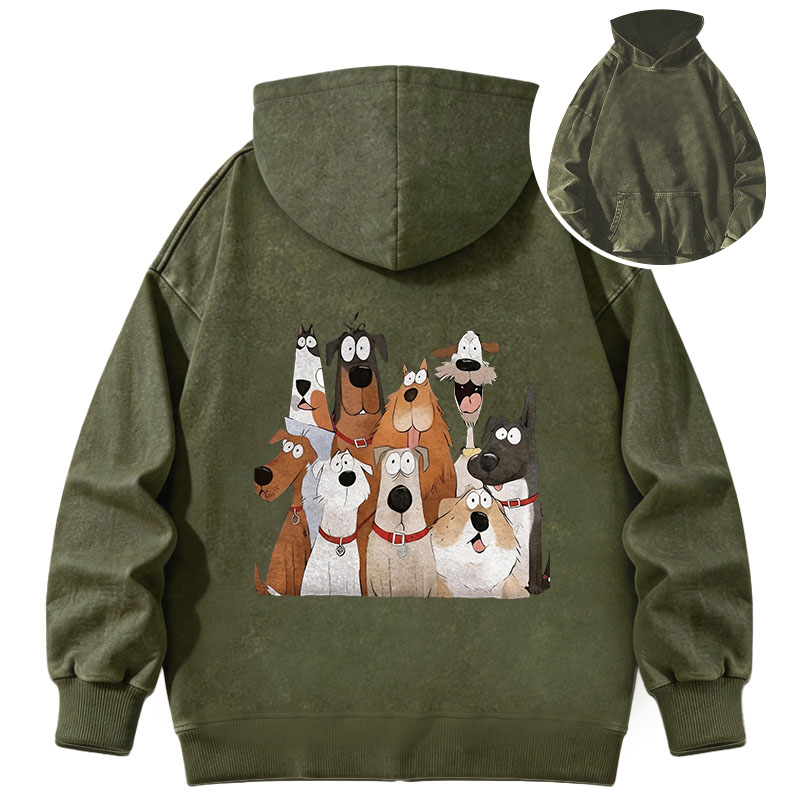 Tokyocanvas Funny Cute Dog Art Print Washed Hoodie