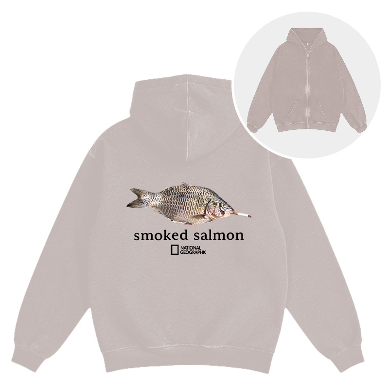 Tokyocanvas Smoked Salmon Washed Zip Hoodie