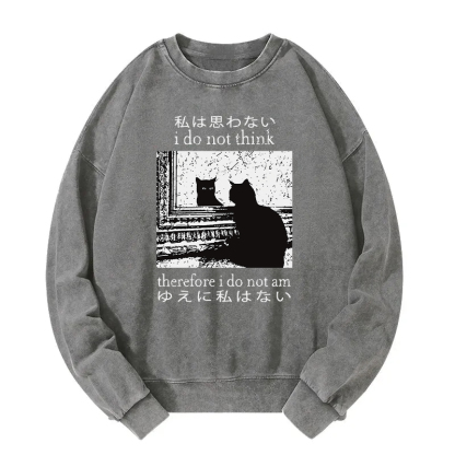 Tokyocanvas Thinking Cat Washed Sweatshirt
