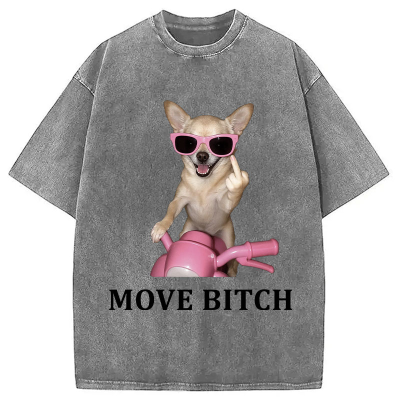 Tokyocanvas Move! Cute Chihuahua Washed T-Shirt