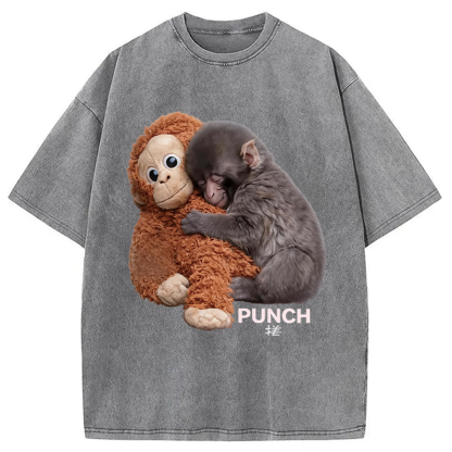 Tokyocanvas Cute Monkey Washed T-Shirt